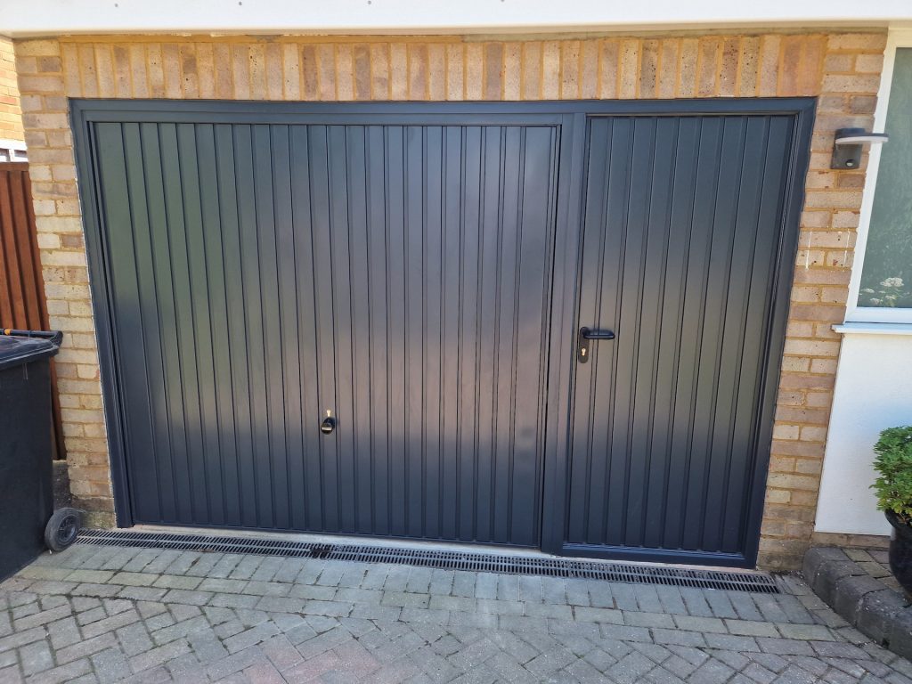 garage door with front entrance door